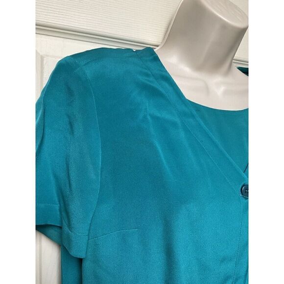 Talbots Silk Dress Jacket Set 12p Teal Blue Maxi Spring Light - Picture 10 of 16